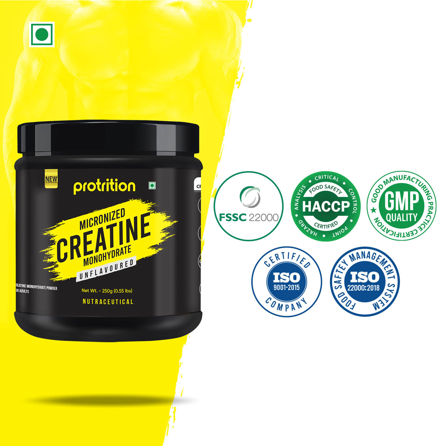 Protrition Micronized Creatine Monohydrate, 250g, Unflavoured
