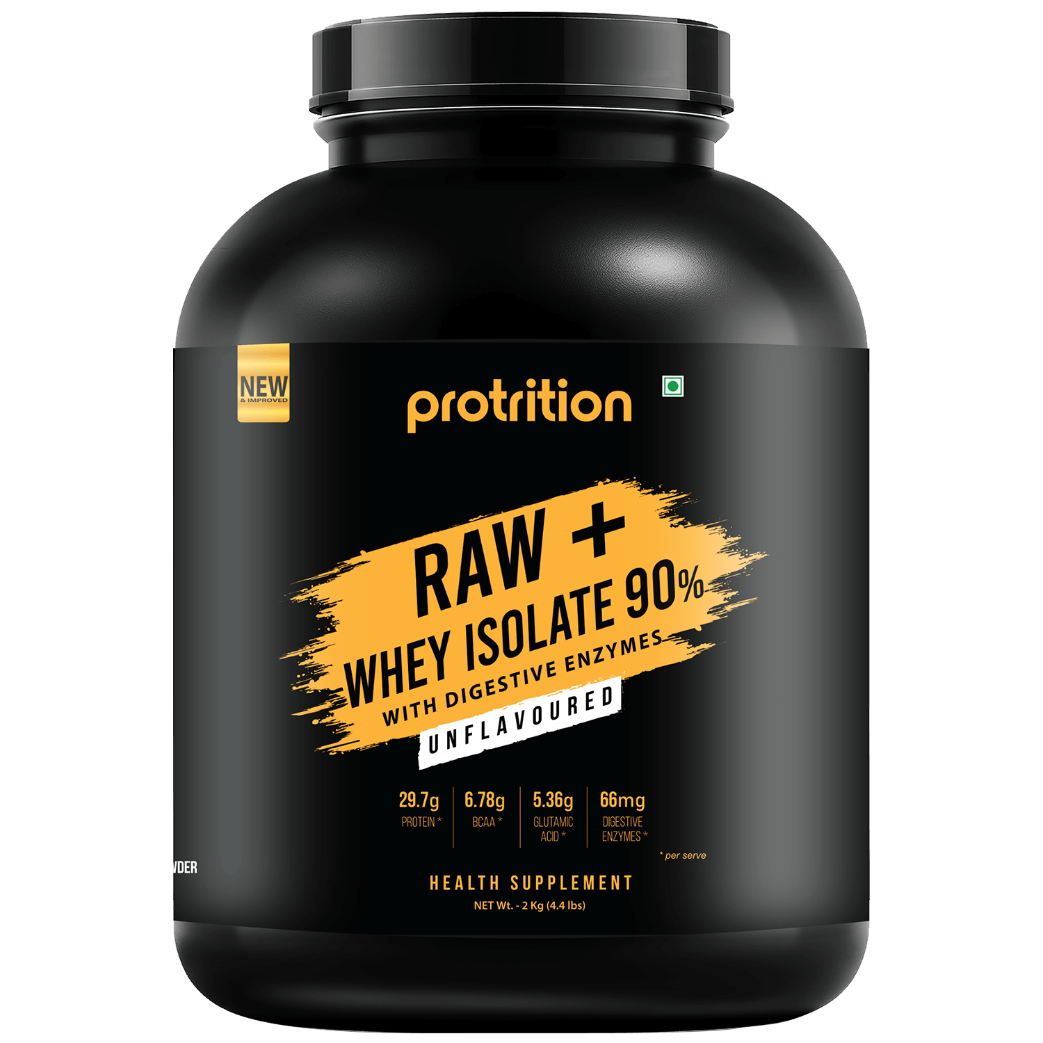 Protrition Raw+Whey Protein Isolate 90%, Unflavoured, 2Kg