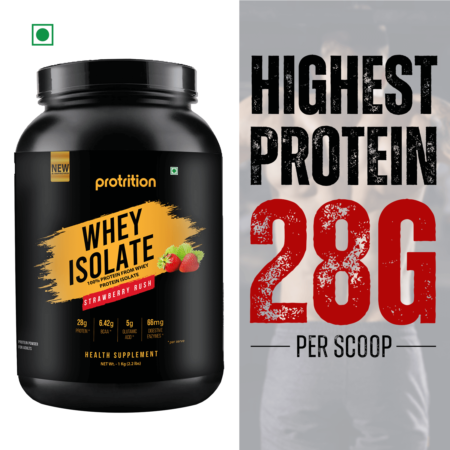 Protrition Whey Isolate, 1Kg, Strawberry Rush