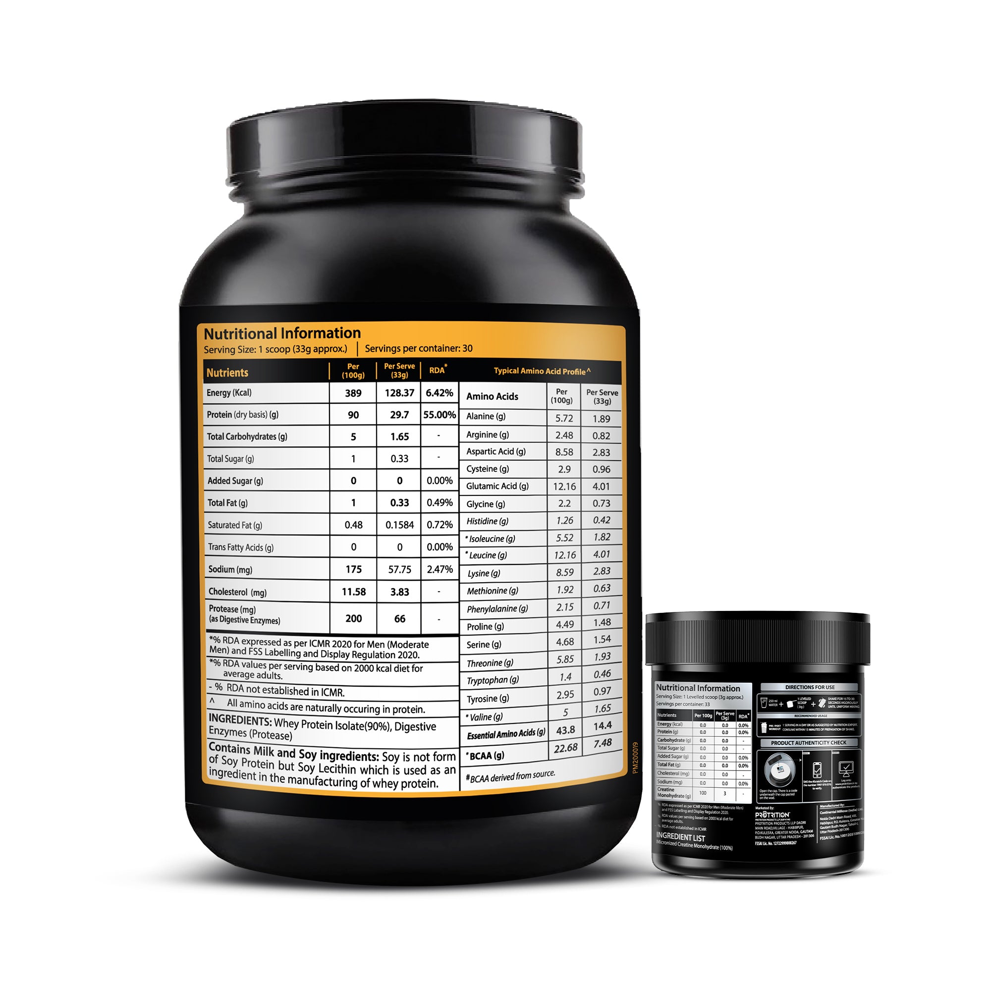 Protrition Raw Whey Isolate 90% & Creatine 100 grams