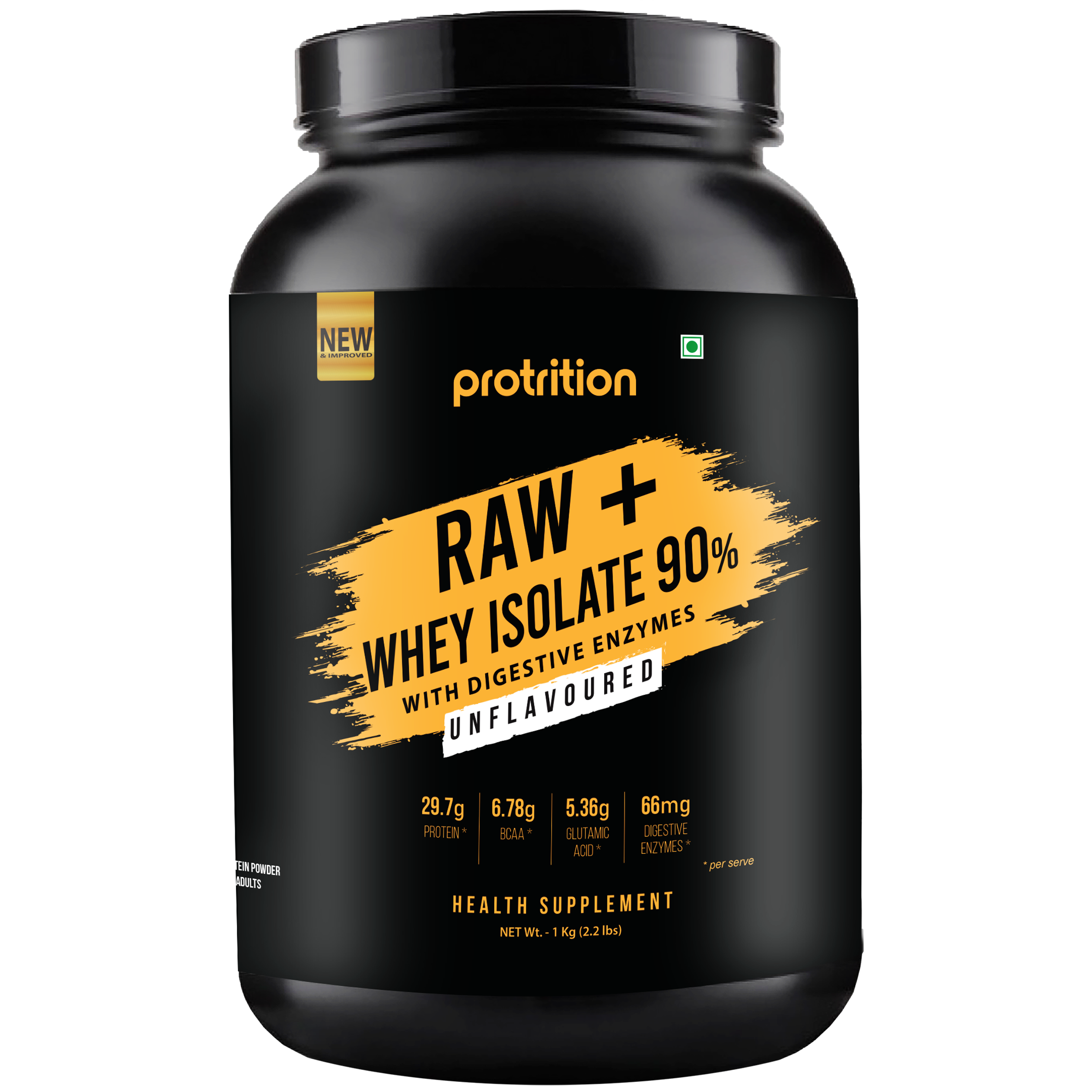 Protrition Raw+Whey Protein Isolate 90%, Unflavoured, 1Kg