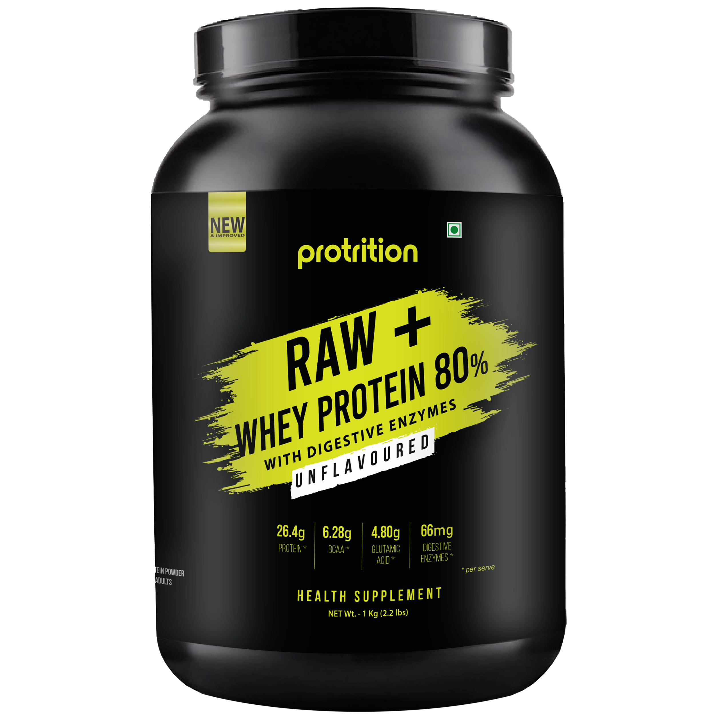 Protrition Raw+Whey Protein 80%, Unflavoured, 1Kg