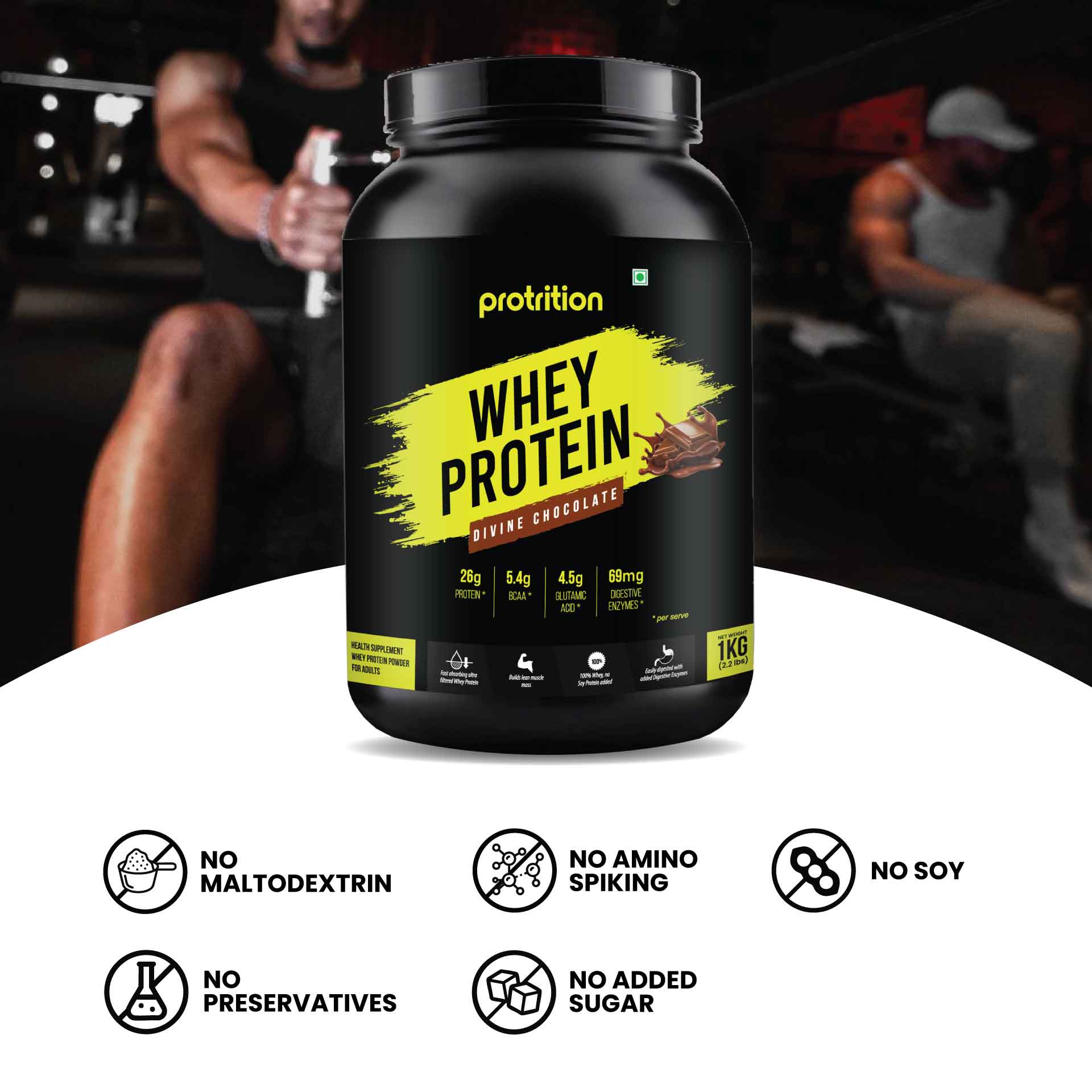 Protrition Whey Protein, 1Kg, Divine Chocolate