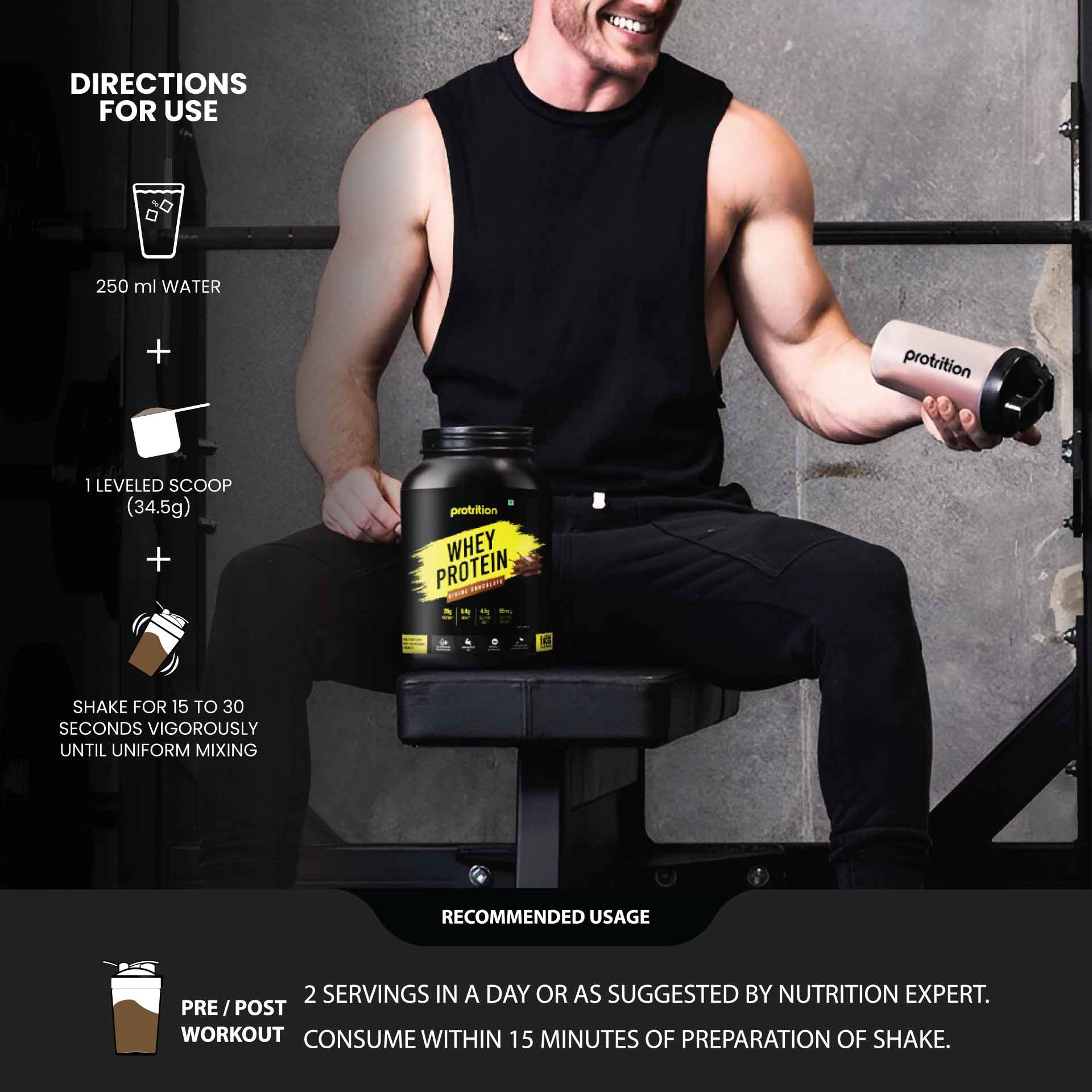Protrition Whey Protein, 1Kg, Divine Chocolate