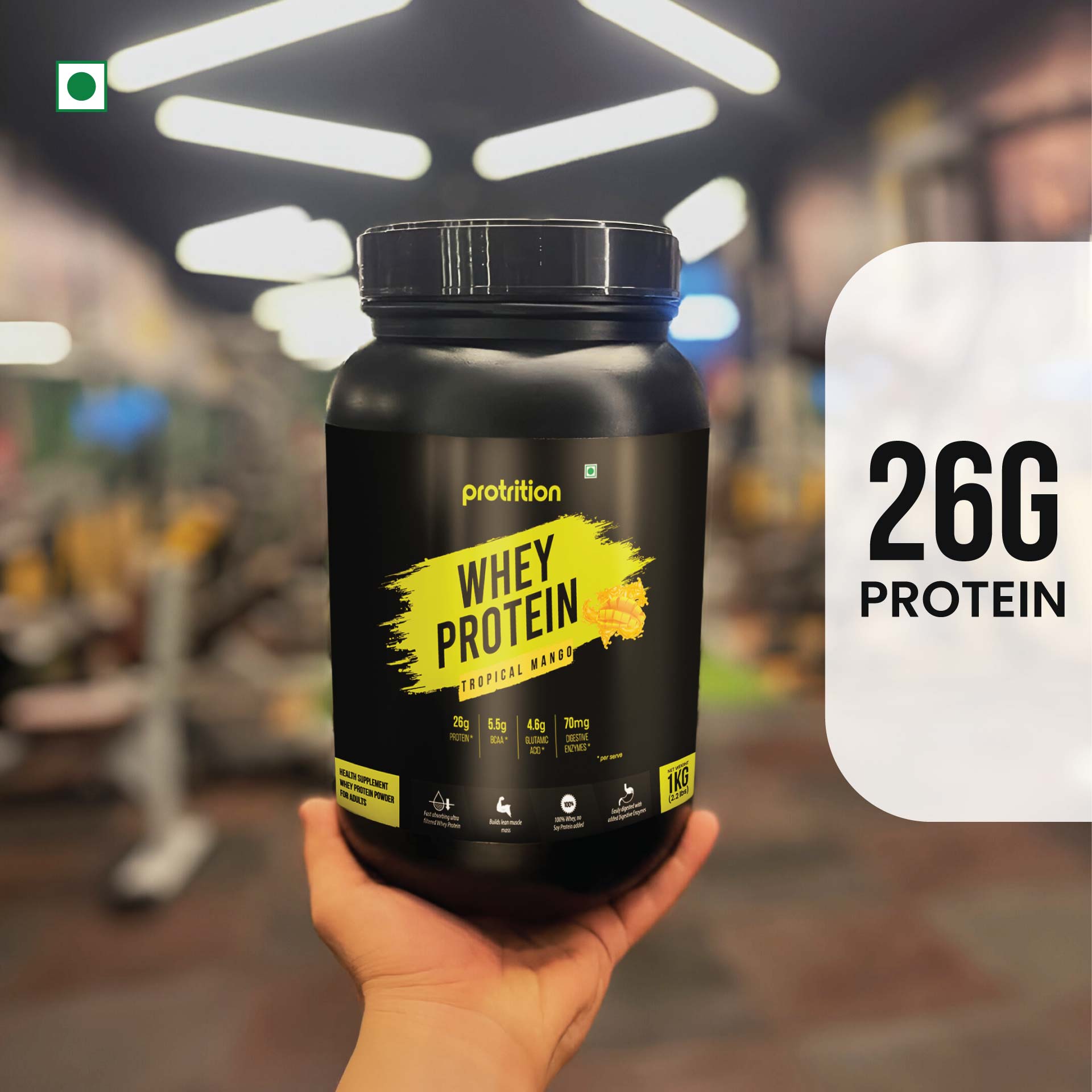 Protrition Whey Protein, 1Kg, Tropical Mango