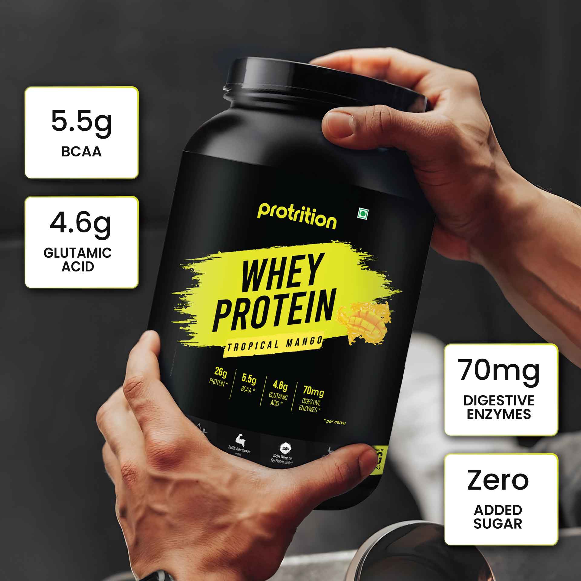 Protrition Whey Protein, 1Kg, Tropical Mango