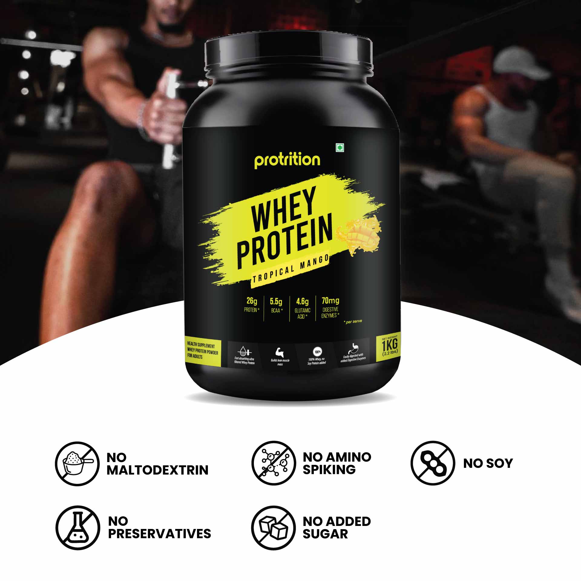 Protrition Whey Protein, 1Kg, Tropical Mango