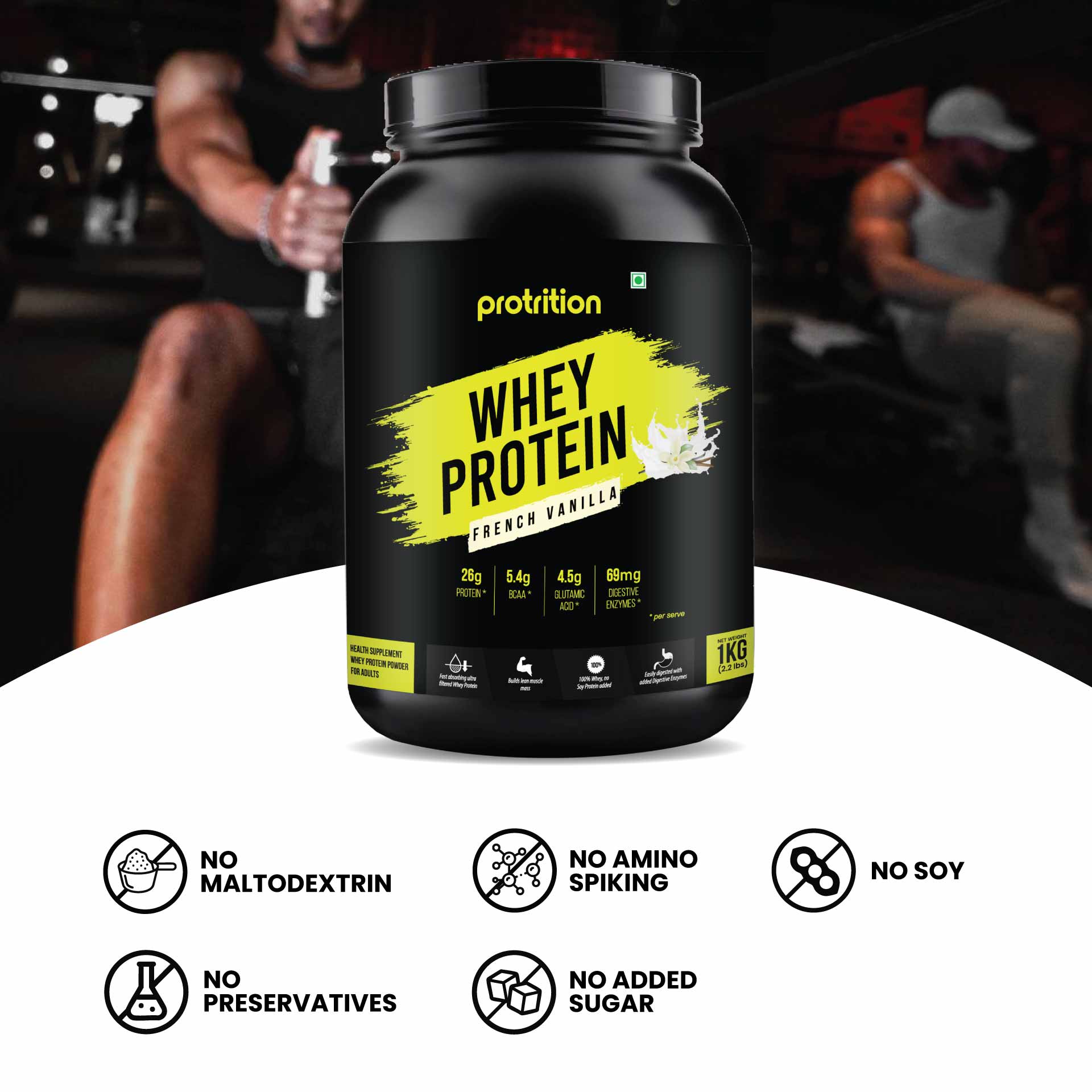 Protrition Whey Protein, 1Kg, French Vanilla