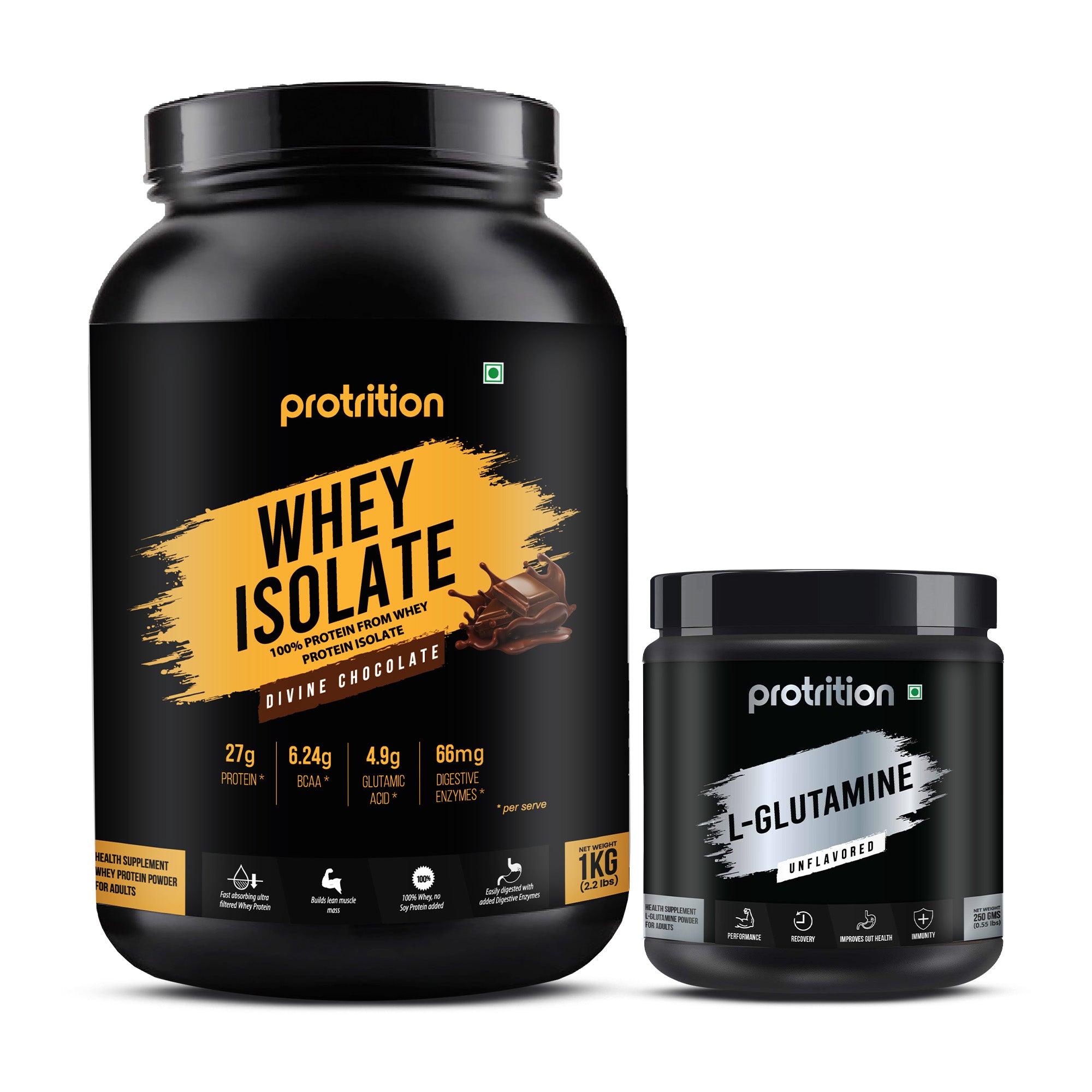 Protrition Whey Isolate Divine Chocolate 1kg & Creatine Monohydrate 250 grams