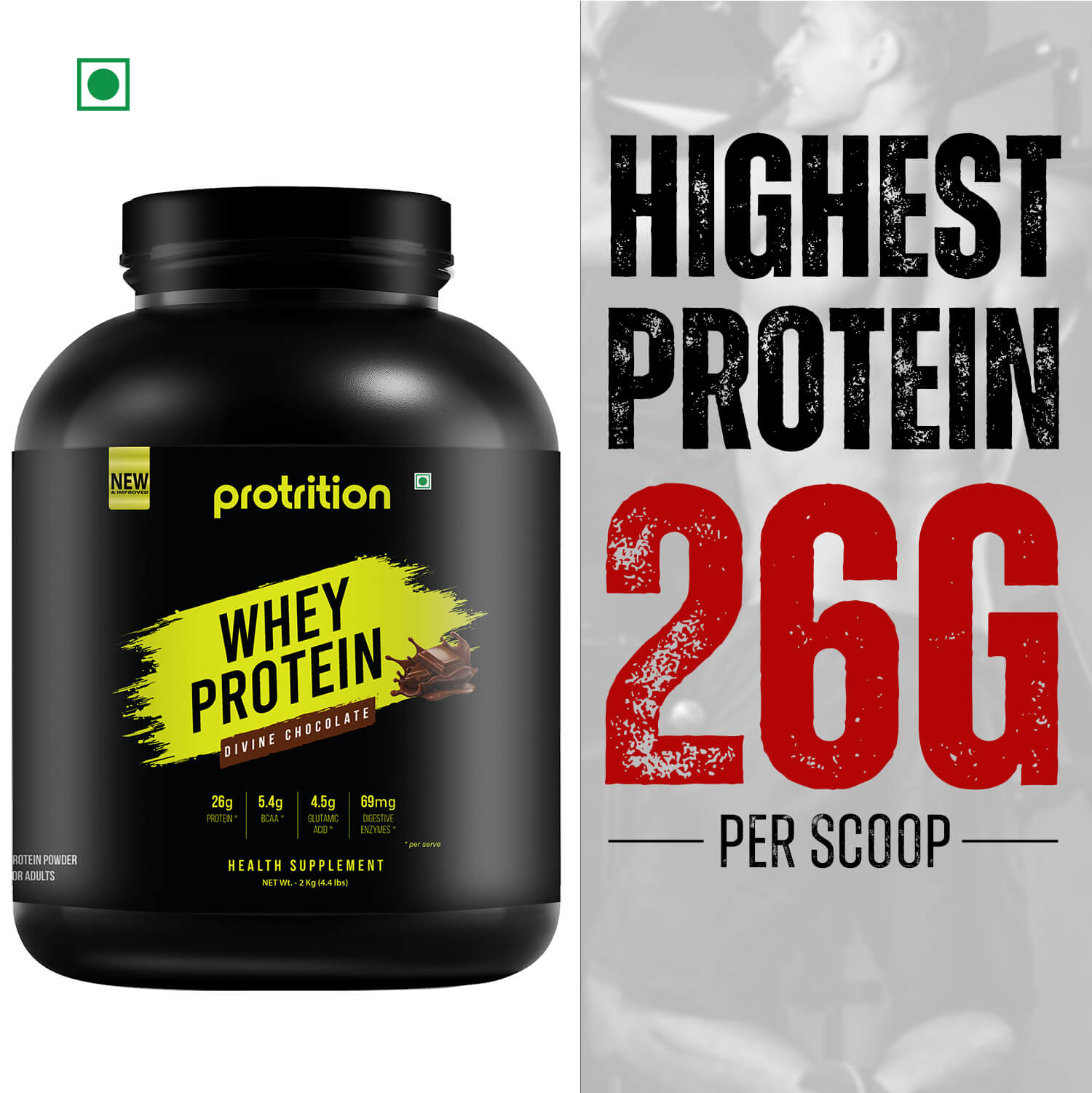 Protrition Whey Protein, 2Kg, Divine Chocolate
