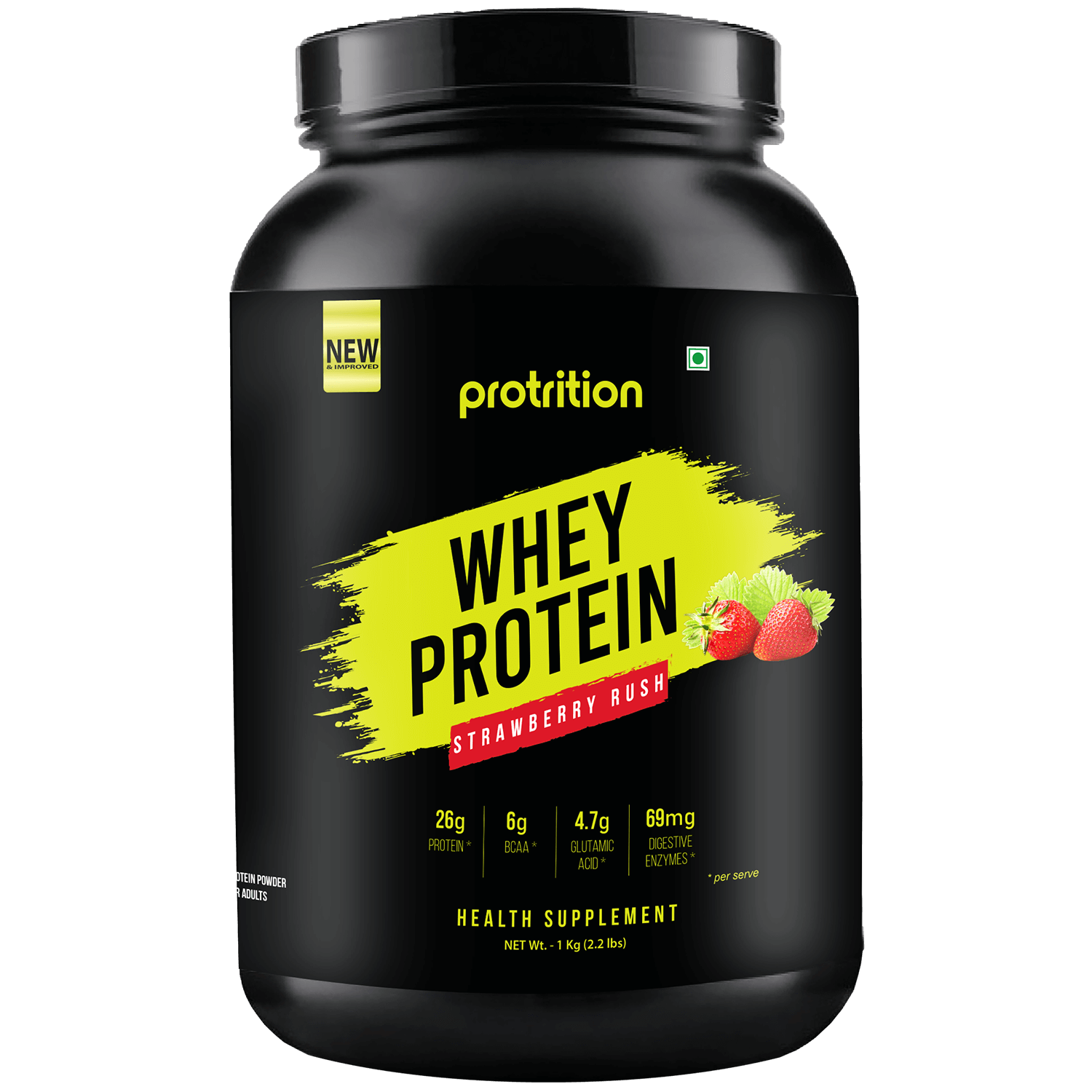 Protrition Whey Protein, 1Kg, Strawberry Rush