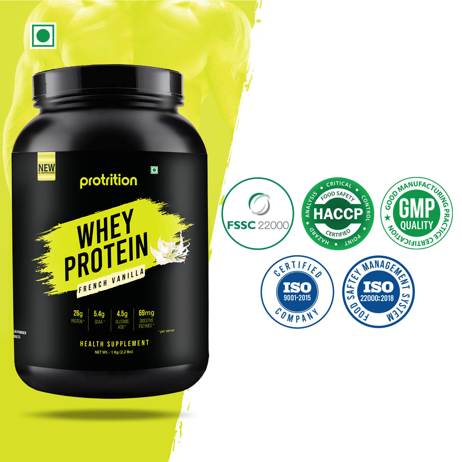 Protrition Whey Protein, 1Kg, French Vanilla