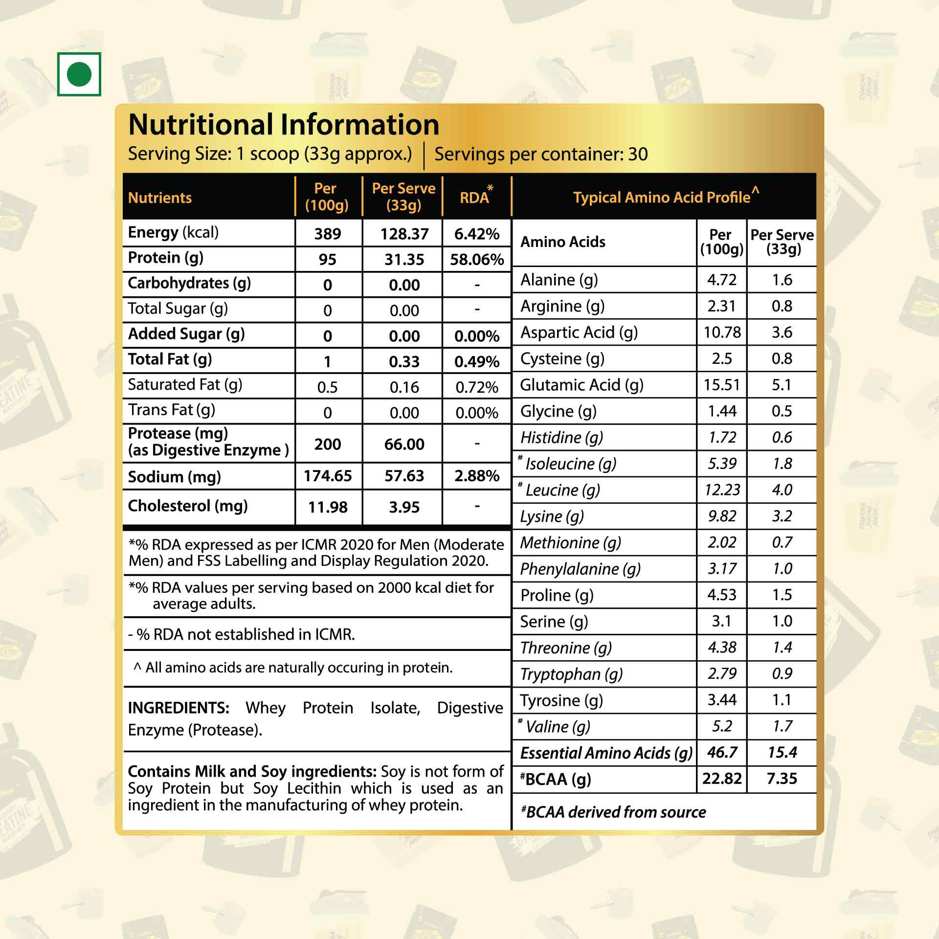 Protrition Zero Carb Isolate 95%, 1Kg, Unflavoured