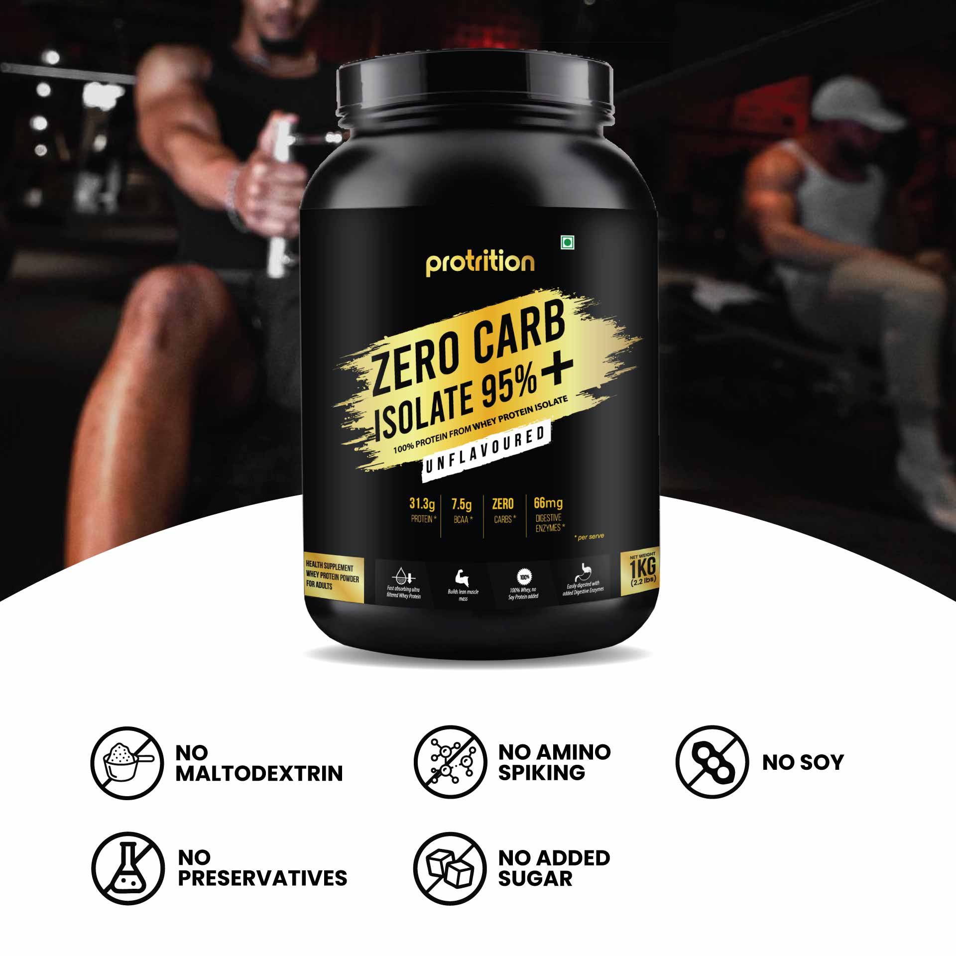 Protrition Zero Carb Isolate 95%, 1Kg, Unflavoured