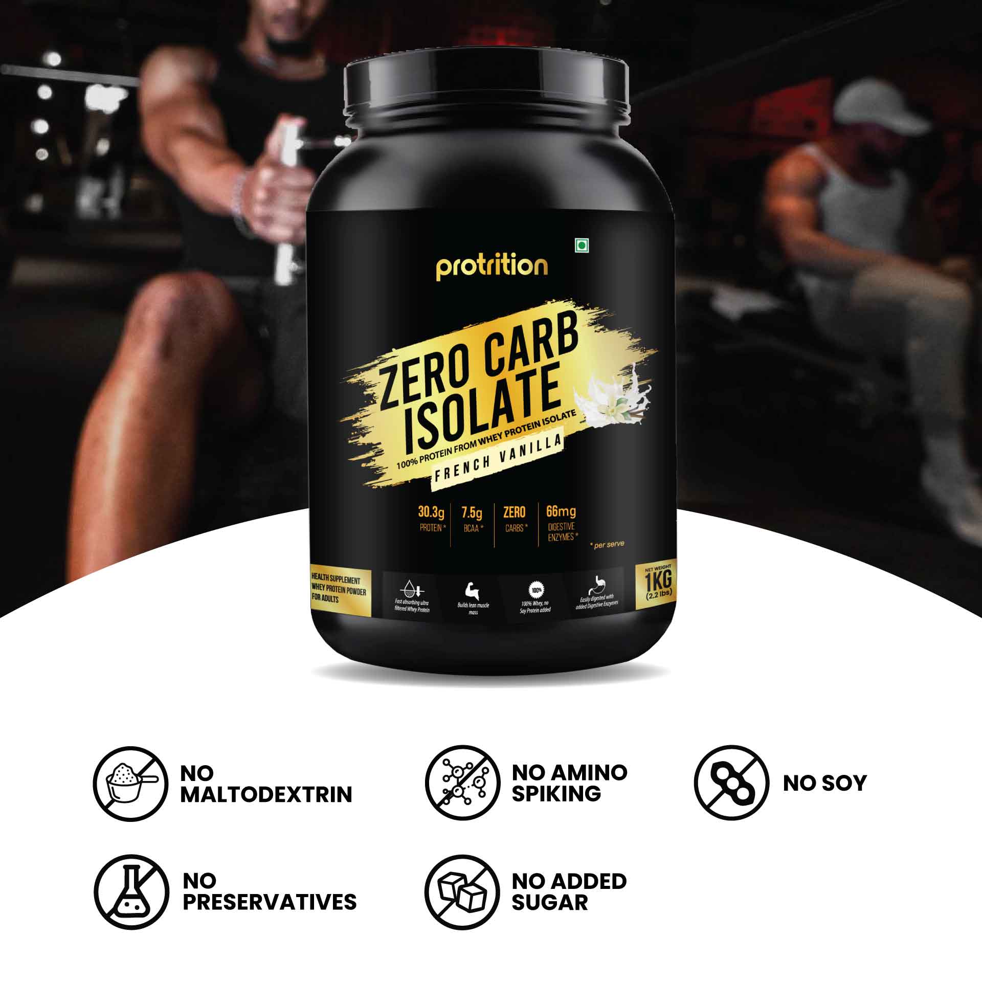 Protrition Zero Carb Isolate, 1kg, French Vanilla