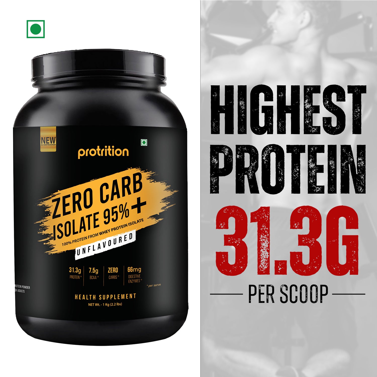 Protrition Zero Carb Isolate 95%, 1Kg, Unflavoured